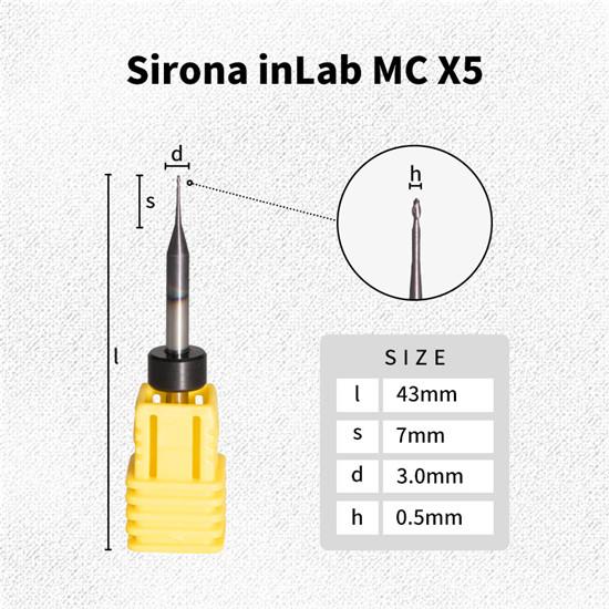 Milling burs --for Sirona inLab MC X5 Milling Machine